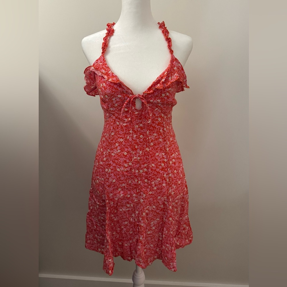 Zara Vibrant Red Floral Dress